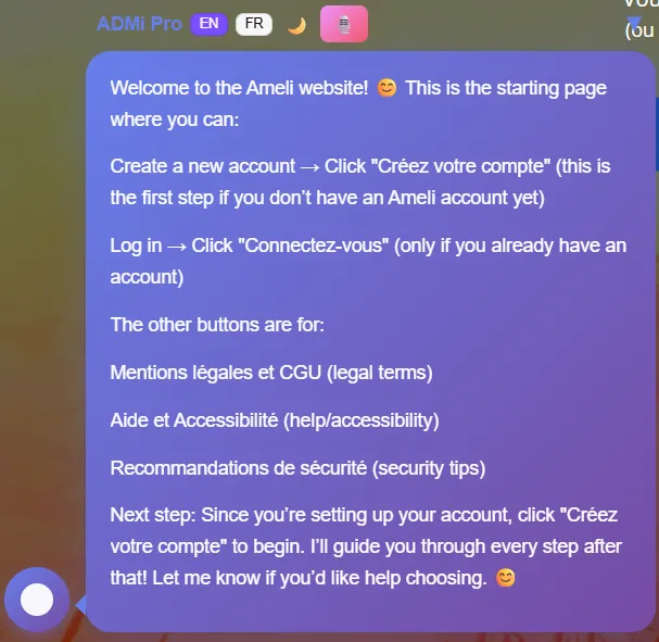 AI assistant helping on a government website