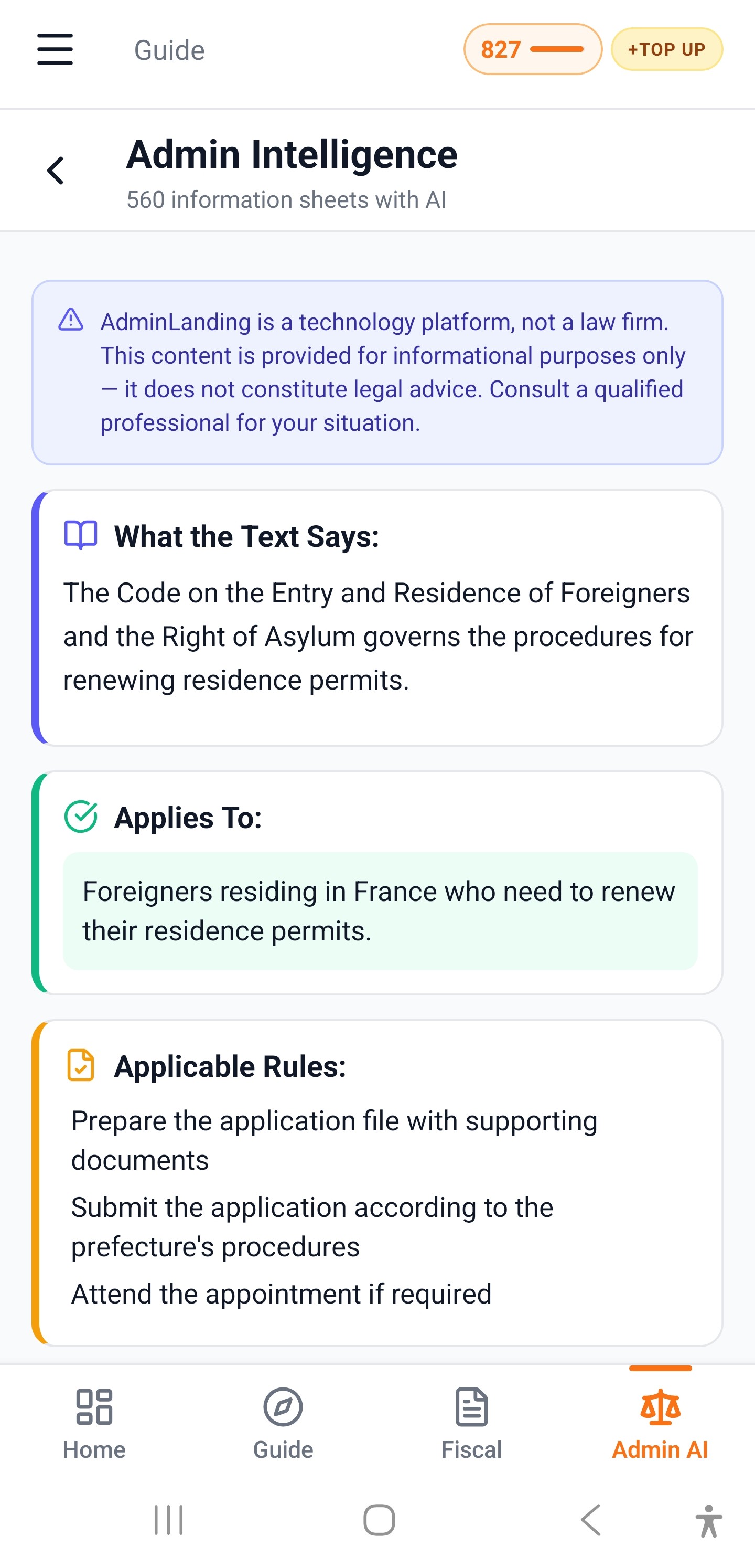Admin Intelligence — 543 AI-generated information sheets
