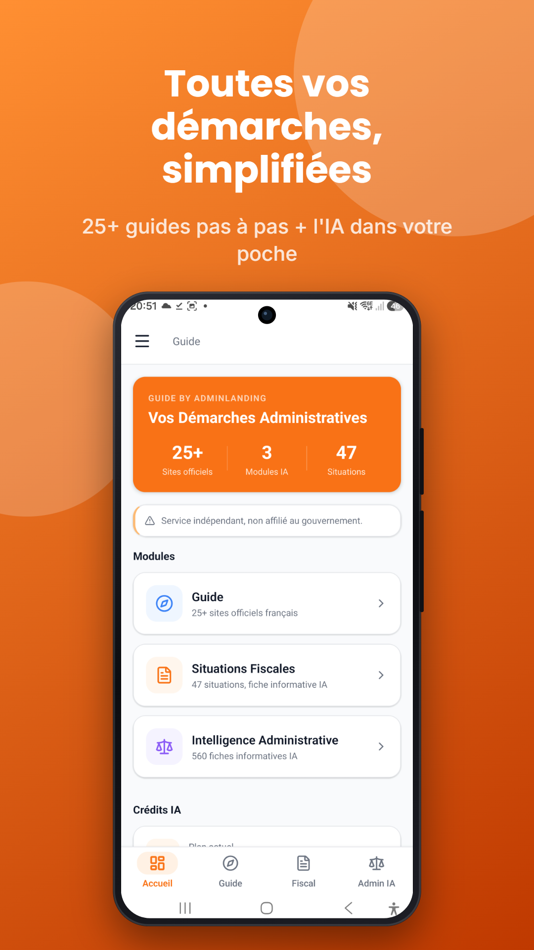 Tableau de bord Guide: Démarches en France — 25+ sites, 47 situations fiscales, 543 fiches Intelligence Administrative