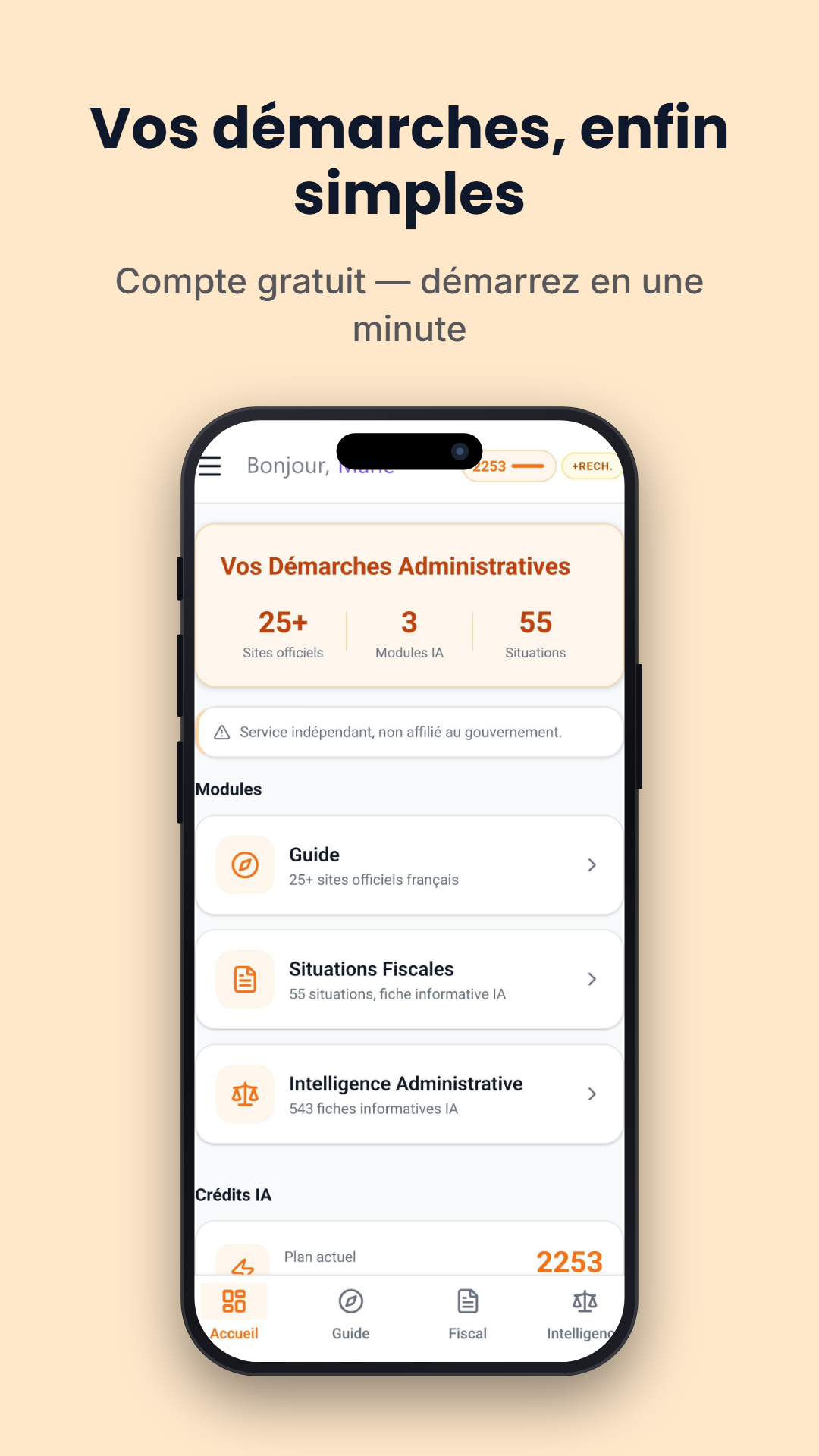 Tableau de bord Guide: Démarches en France — 25+ sites, 55 situations fiscales, 543 fiches Intelligence Administrative