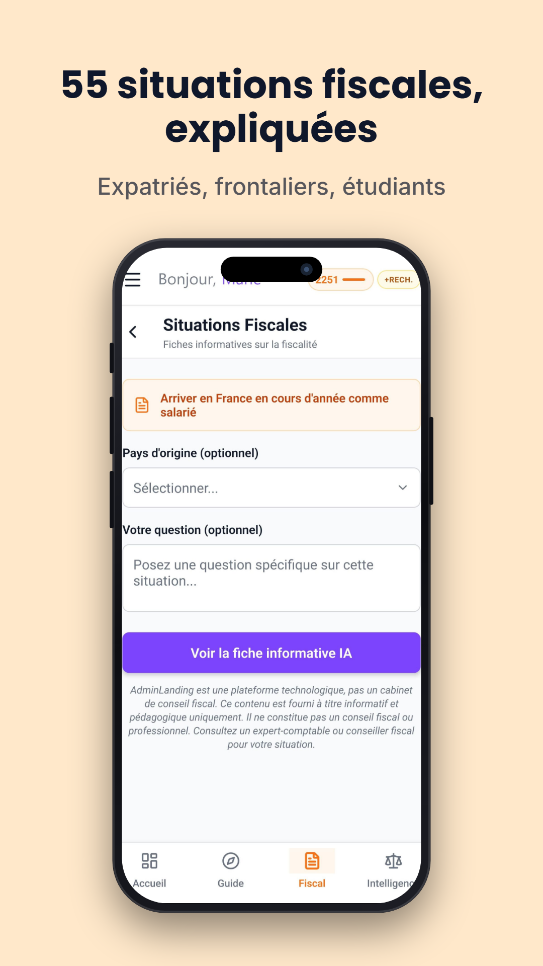 Situations Fiscales — un formulaire guidé pour votre situation
