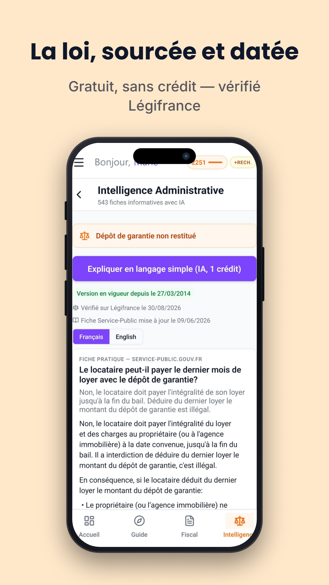 Intelligence Administrative — 543 fiches sourcées, sans IA
