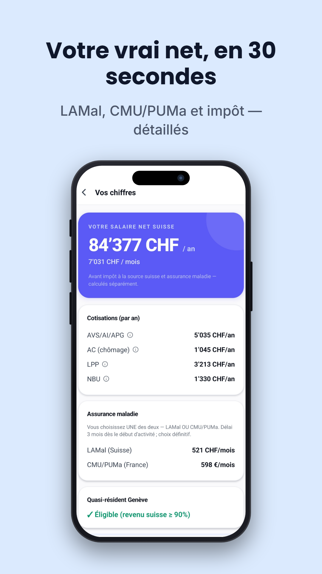 Salaire net & détail de la paie