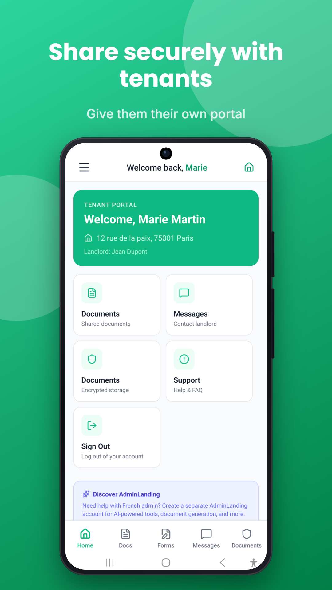 Tenant dashboard