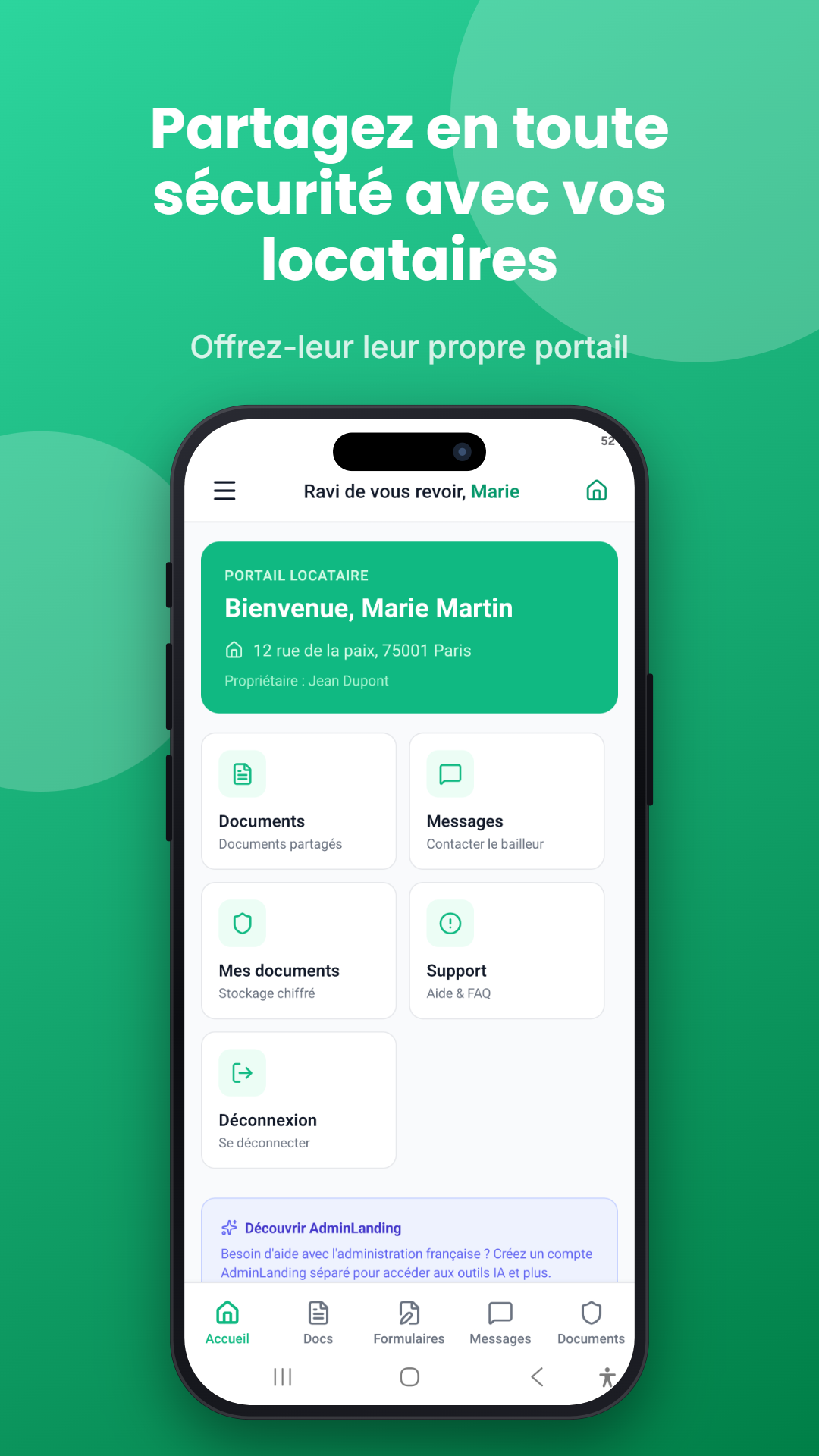 Tableau de bord locataire