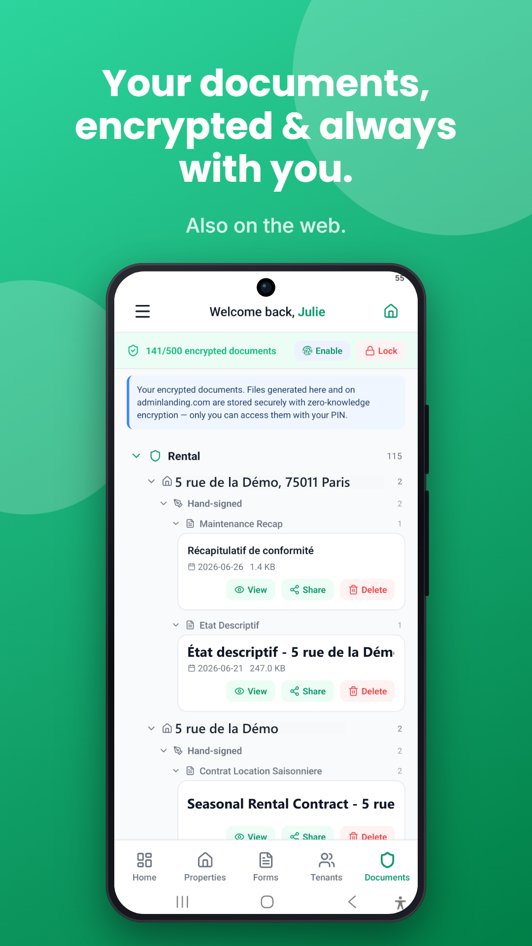 Encrypted vault — also on web
