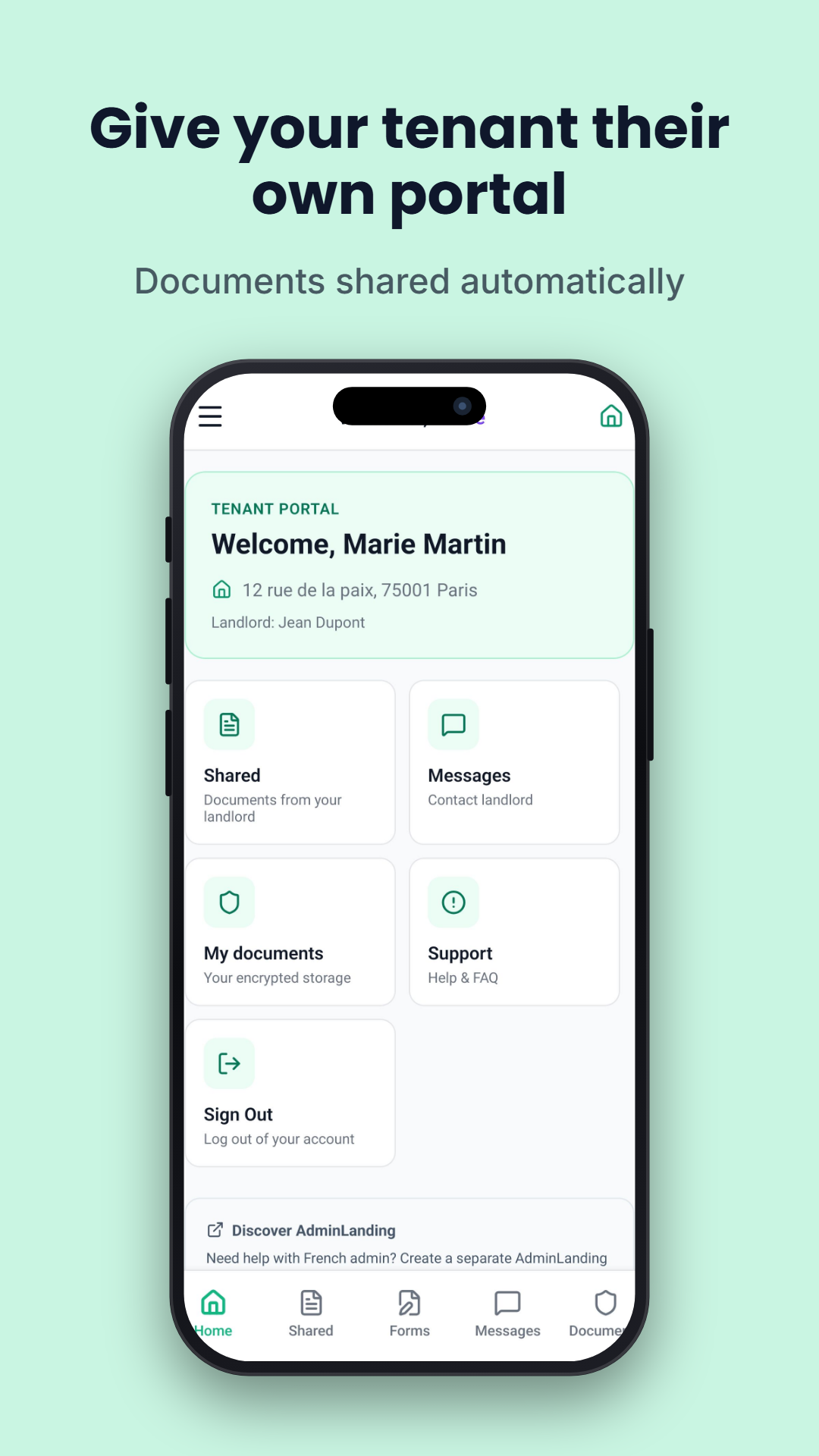 Tenant dashboard