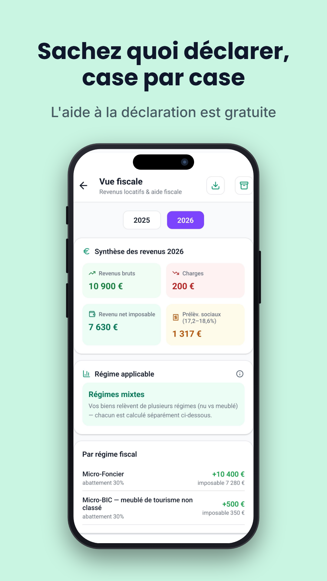 Revenus & impôt estimé