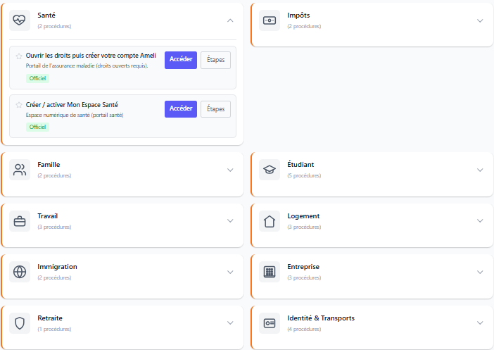 Guide IA dans un navigateur web — chat, Intelligence Administrative et situations fiscales